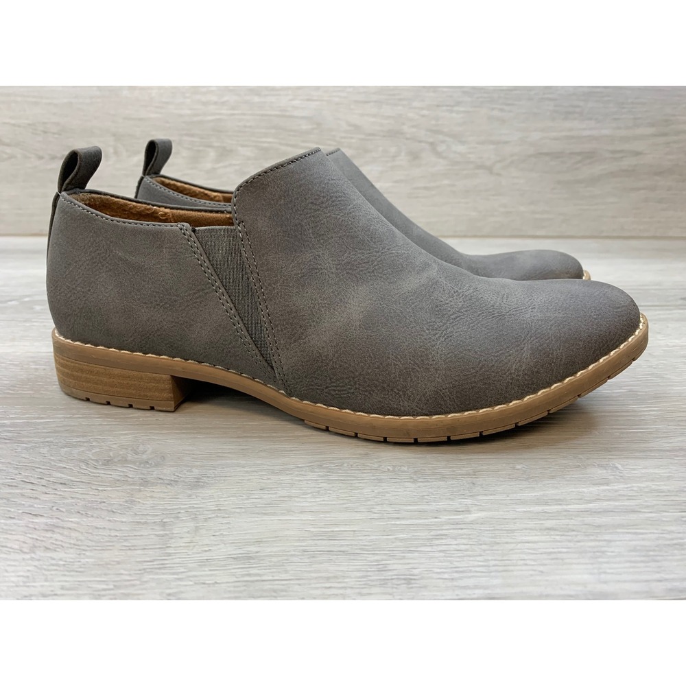 EuroSoft by Sofft Women's Grey Slip On Ankle Booties Low Block Heel 8.5 Shoes